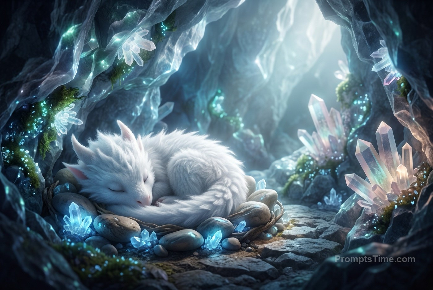 Snow-white fluffy baby dragon — AI-generated variation made with Gemini Image