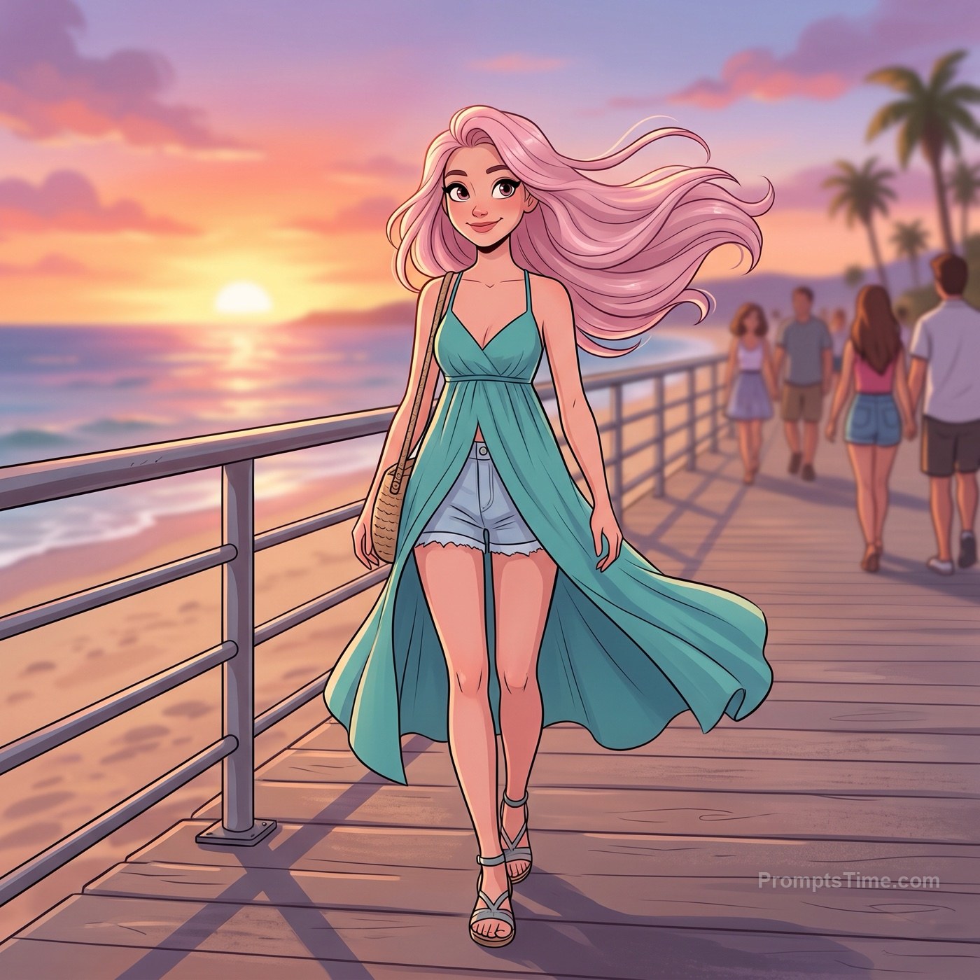 Young woman with long pastel pink hair — AI-generated variation made with Gemini Image