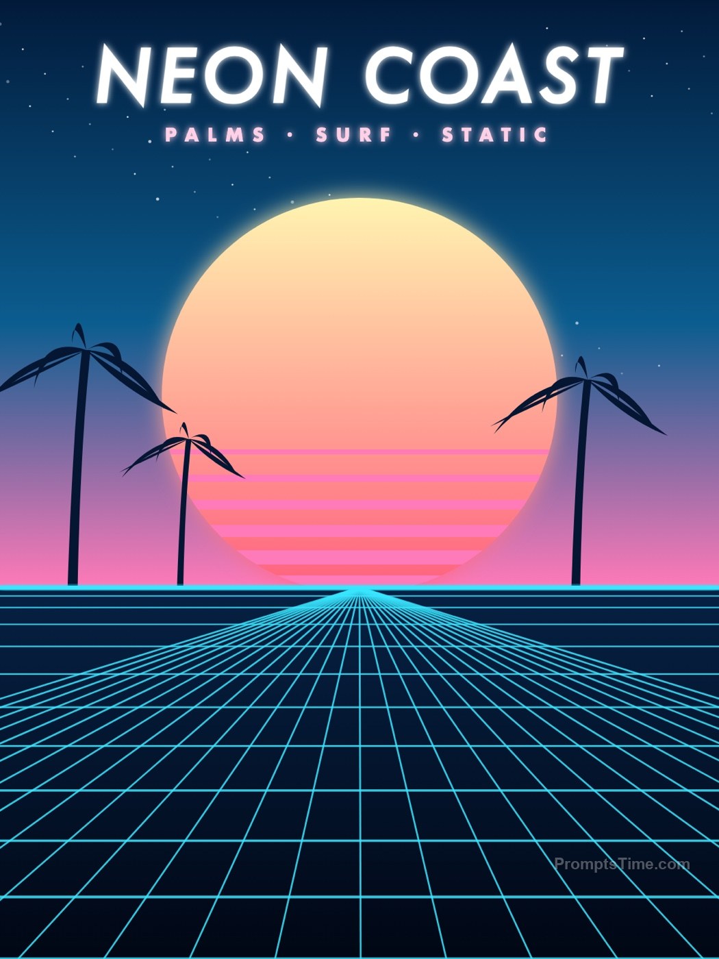 Neon Coast — AI-generated posters image made with Claude (SVG)